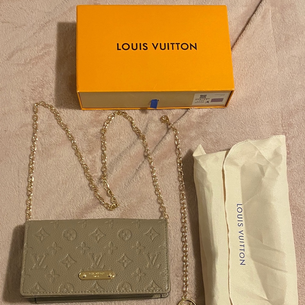 LV Taupe Embossed Monogram Crossbody with Gold Chain